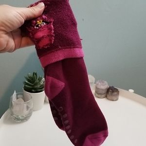 Purple penguin thick socks with grip NWOT